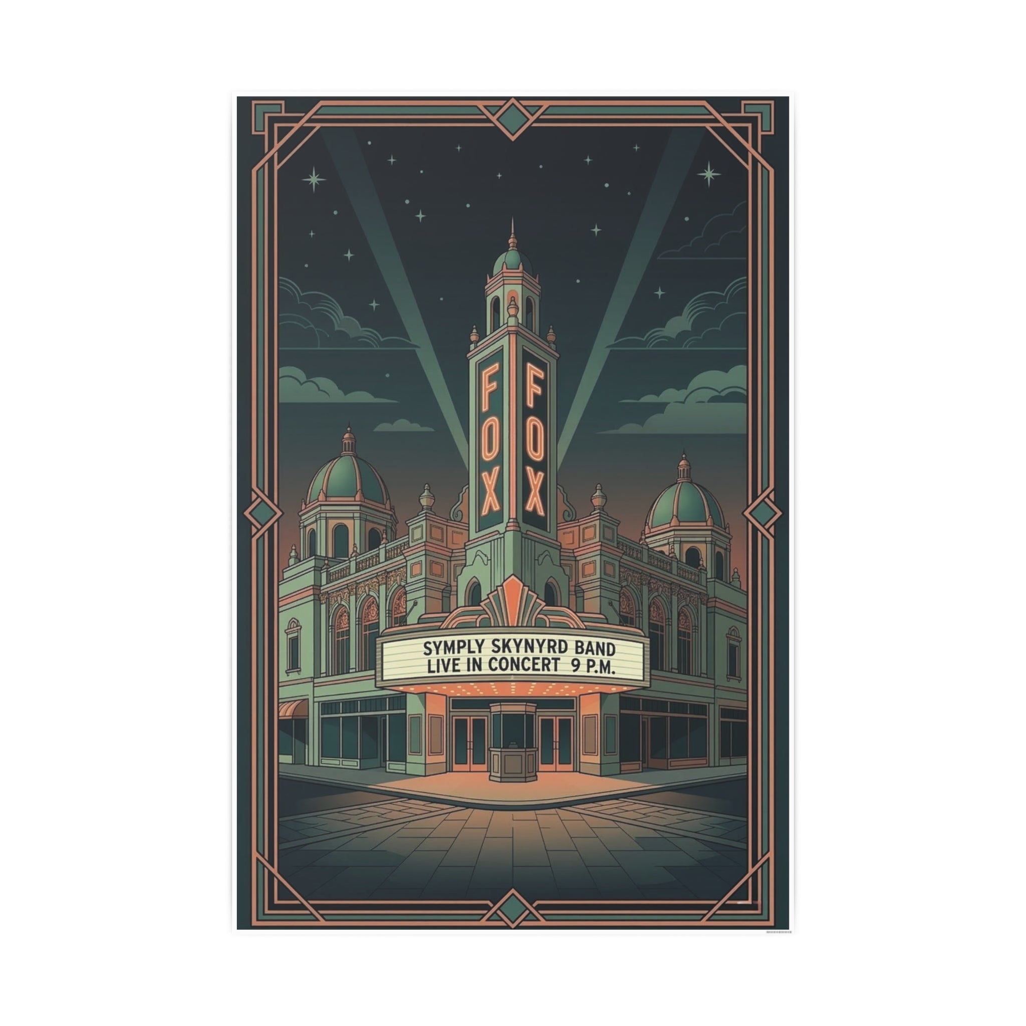 Symply Skynyrd Live at the Fox — Vintage Art Deco Theatre Poster