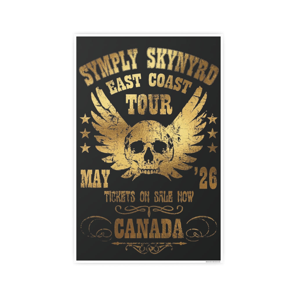 Southern Rock Skull Poster — Vintage Concert Art Print Gold