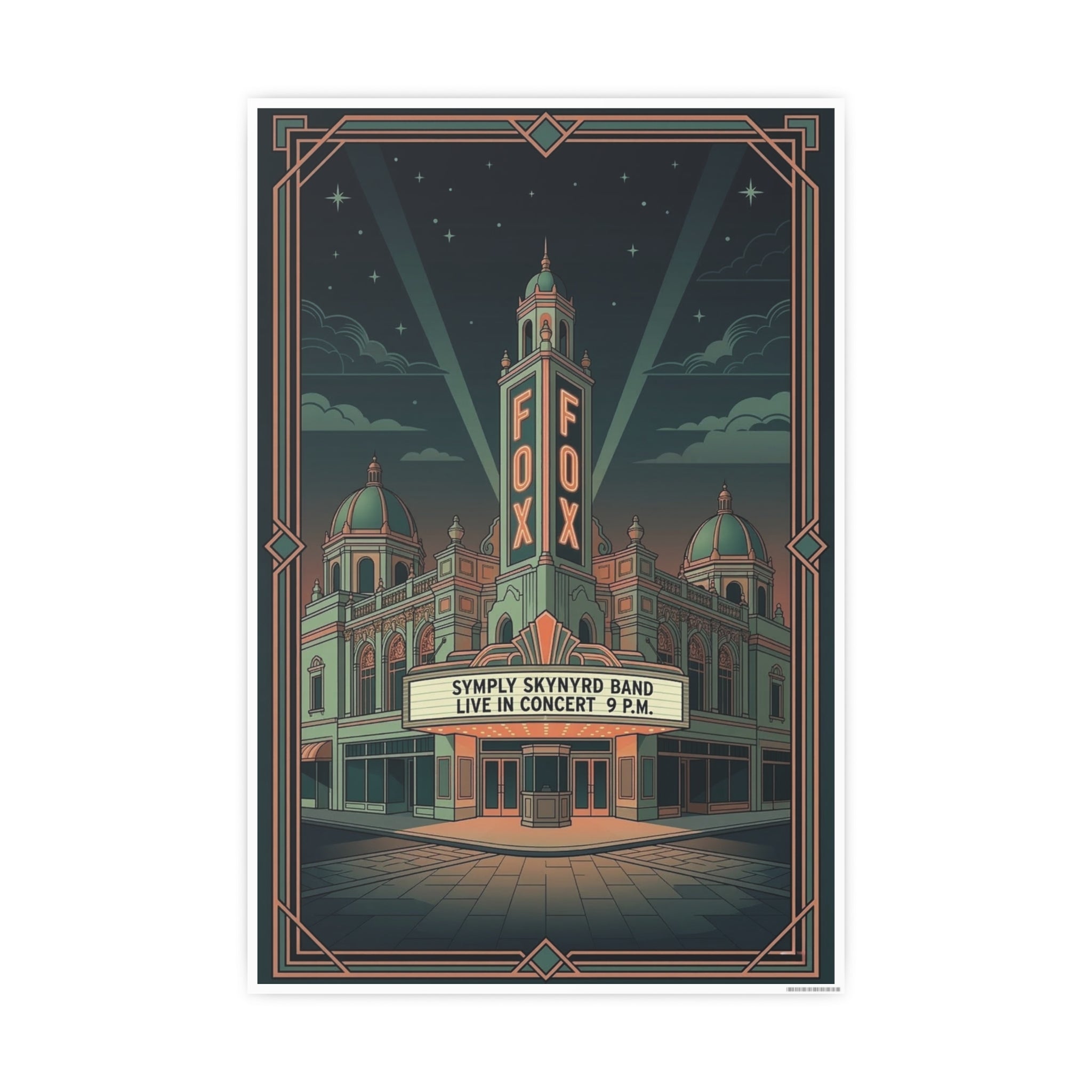 Symply Skynyrd Live at the Fox — Vintage Art Deco Theatre Poster