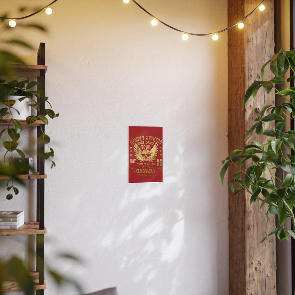 Southern Rock Skull Poster — Vintage Concert Art Print Red