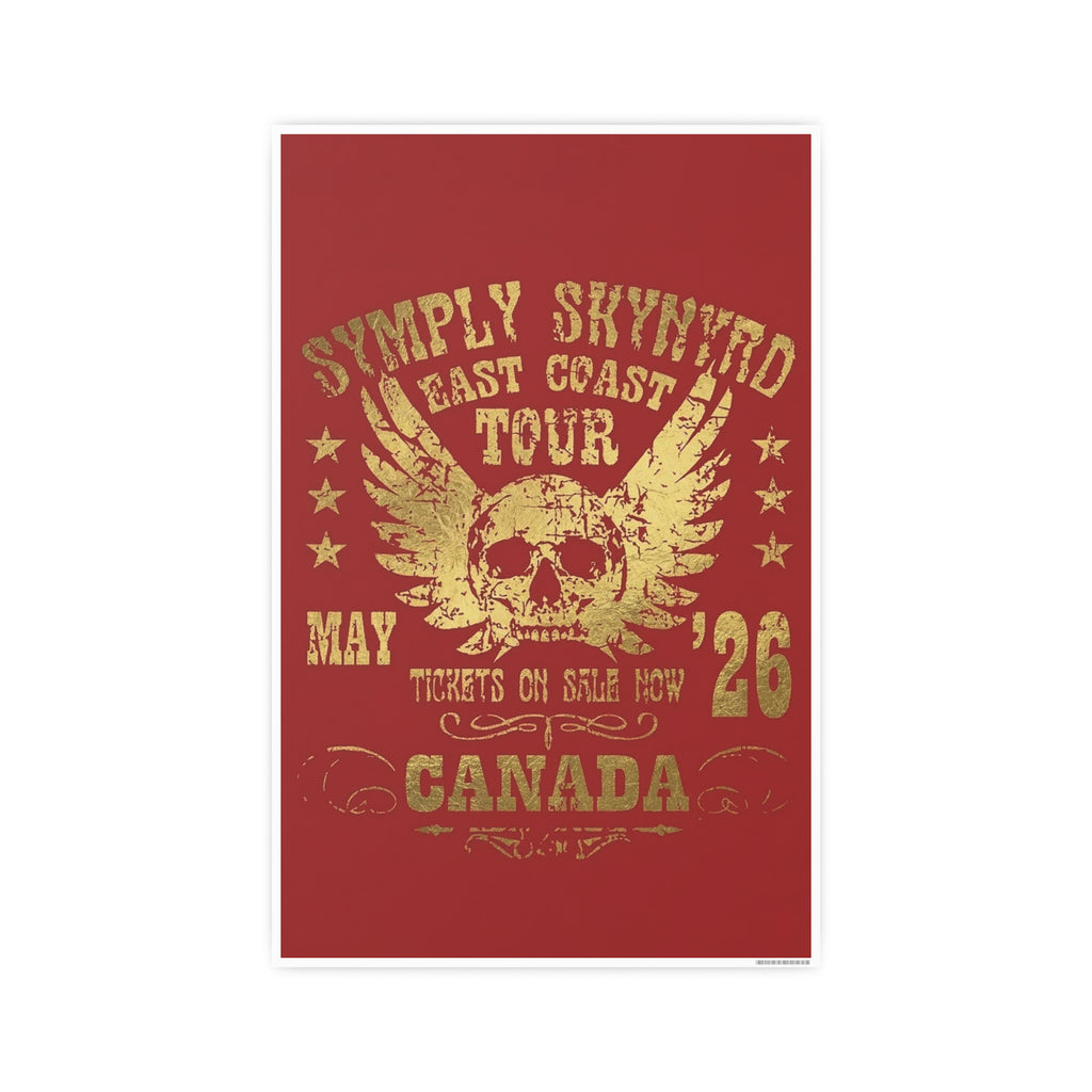 Southern Rock Skull Poster — Vintage Concert Art Print Red