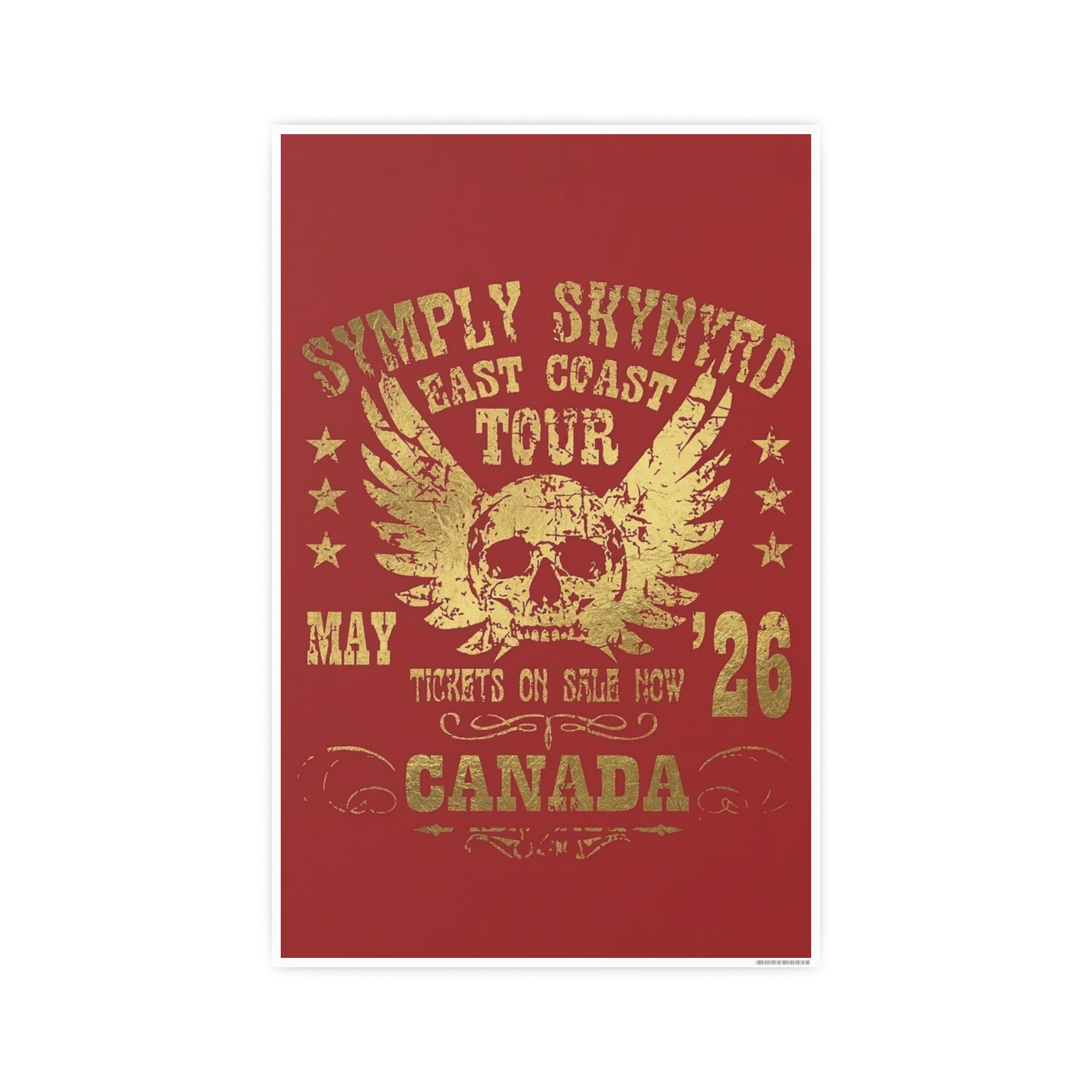 Southern Rock Skull Poster — Vintage Concert Art Print Red